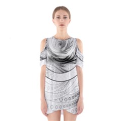 Enso, A Perfect Black And White Zen Fractal Circle Shoulder Cutout One Piece by jayaprime