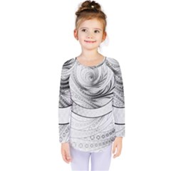 Enso, A Perfect Black And White Zen Fractal Circle Kids  Long Sleeve Tee