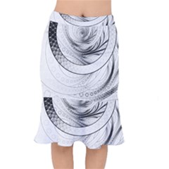 Enso, A Perfect Black And White Zen Fractal Circle Mermaid Skirt by jayaprime