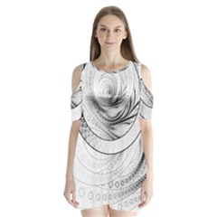 Enso, A Perfect Black And White Zen Fractal Circle Shoulder Cutout Velvet  One Piece by jayaprime