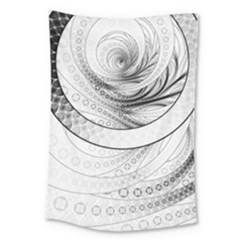 Enso, A Perfect Black And White Zen Fractal Circle Large Tapestry by jayaprime