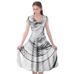 Enso, A Perfect Black And White Zen Fractal Circle Cap Sleeve Wrap Front Dress by jayaprime