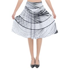 Enso, A Perfect Black And White Zen Fractal Circle Flared Midi Skirt by jayaprime