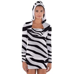 White Tiger Skin Women s Long Sleeve Hooded T-shirt by BangZart