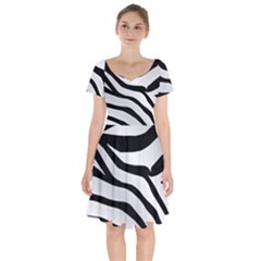 White Tiger Skin Short Sleeve Bardot Dress