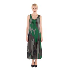 Army Green Camouflage Sleeveless Maxi Dress by BangZart