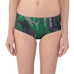 Army Green Camouflage Mid-waist Bikini Bottoms by BangZart