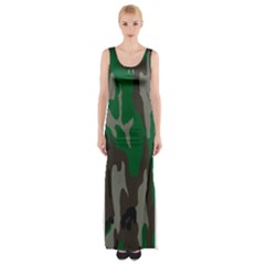 Army Green Camouflage Maxi Thigh Split Dress by BangZart