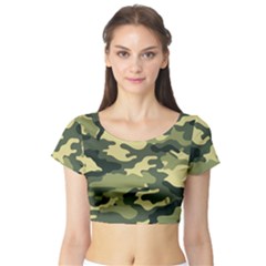 Camouflage Camo Pattern Short Sleeve Crop Top (tight Fit) by BangZart