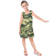 Camouflage Camo Pattern Kids  Sleeveless Dress by BangZart