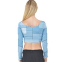 Blue Squares Iphone 5 Wallpaper Long Sleeve Crop Top View2