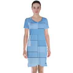 Blue Squares Iphone 5 Wallpaper Short Sleeve Nightdress by BangZart