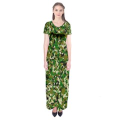 Camo Pattern Short Sleeve Maxi Dress by BangZart