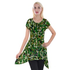 Camo Pattern Short Sleeve Side Drop Tunic by BangZart