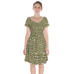 Aligator Skin Short Sleeve Bardot Dress by BangZart