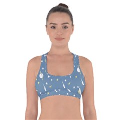 Space Rockets Pattern Cross Back Sports Bra