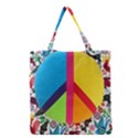 Peace Sign Animals Pattern Grocery Tote Bag View1