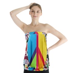 Peace Sign Animals Pattern Strapless Top