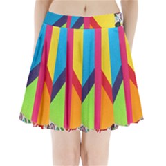 Peace Sign Animals Pattern Pleated Mini Skirt by BangZart