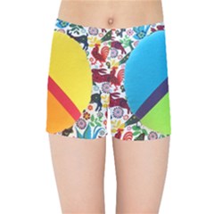 Peace Sign Animals Pattern Kids Sports Shorts