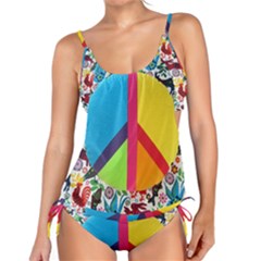 Peace Sign Animals Pattern Tankini