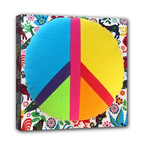 Peace Sign Animals Pattern Mini Canvas 8  X 8  by BangZart