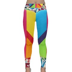 Peace Sign Animals Pattern Classic Yoga Leggings by BangZart