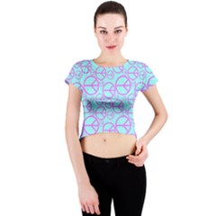 Peace Sign Backgrounds Crew Neck Crop Top by BangZart