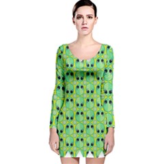 Alien Pattern Long Sleeve Velvet Bodycon Dress by BangZart