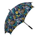 Cartoon Hand Drawn Doodles On The Subject Of Space Style Theme Seamless Pattern Vector Background Golf Umbrellas View2