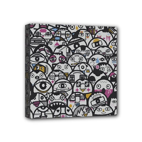 Alien Crowd Pattern Mini Canvas 4  X 4  by BangZart