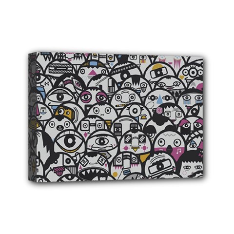 Alien Crowd Pattern Mini Canvas 7  X 5  by BangZart