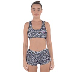 Alien Crowd Pattern Racerback Boyleg Bikini Set