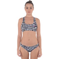 Alien Crowd Pattern Cross Back Hipster Bikini Set