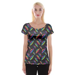 Alien Patterns Vector Graphic Cap Sleeve Tops by BangZart