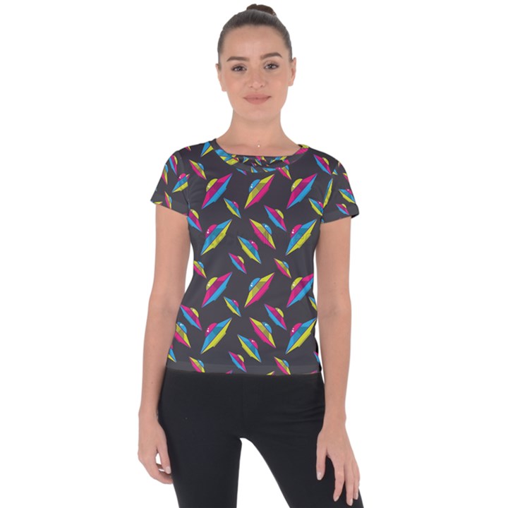 Alien Patterns Vector Graphic Short Sleeve Sports Top 