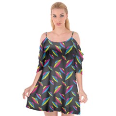 Alien Patterns Vector Graphic Cutout Spaghetti Strap Chiffon Dress