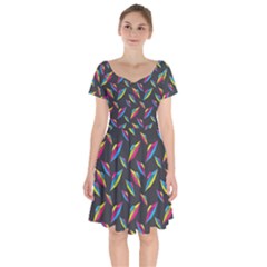 Alien Patterns Vector Graphic Short Sleeve Bardot Dress