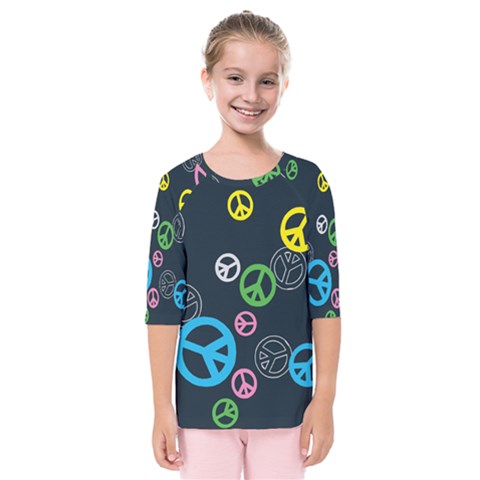 Peace & Love Pattern Kids  Quarter Sleeve Raglan Tee by BangZart