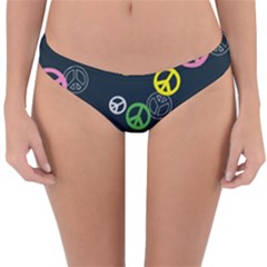 Peace & Love Pattern Reversible Hipster Bikini Bottoms