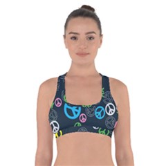 Peace & Love Pattern Cross Back Sports Bra