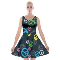 Peace & Love Pattern Velvet Skater Dress by BangZart