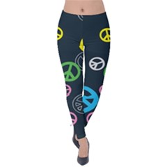 Peace & Love Pattern Velvet Leggings by BangZart