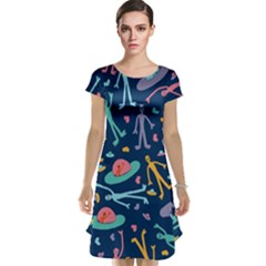 Alien Pattern Blue Cap Sleeve Nightdress