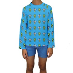 Alien Pattern Kids  Long Sleeve Swimwear by BangZart