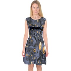 Monster Cover Pattern Capsleeve Midi Dress by BangZart