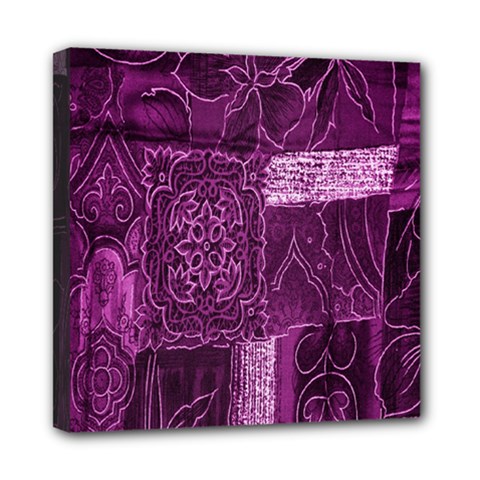 Purple Background Patchwork Flowers Mini Canvas 8  X 8  by BangZart