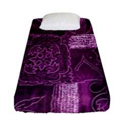 Purple Background Patchwork Flowers Fitted Sheet (single Size)