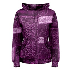 Purple Background Patchwork Flowers Women s Pullover Hoodie by BangZart