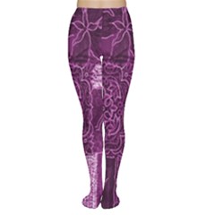 Purple Background Patchwork Flowers Women s Tights by BangZart